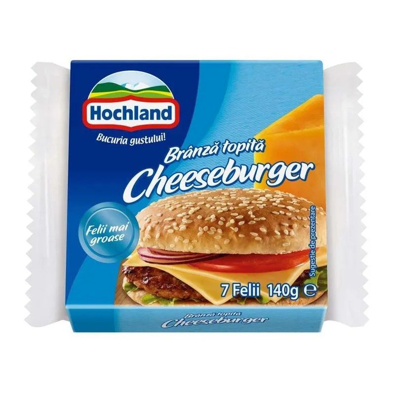 HOCHLANDBRANZA TOPITA FELII CHEESEBURGER 140G, 7 FELII HOCHLAND BRANZA TOPITA FELII CHEESEBURGER 140G, 7 FELII - imagine 1