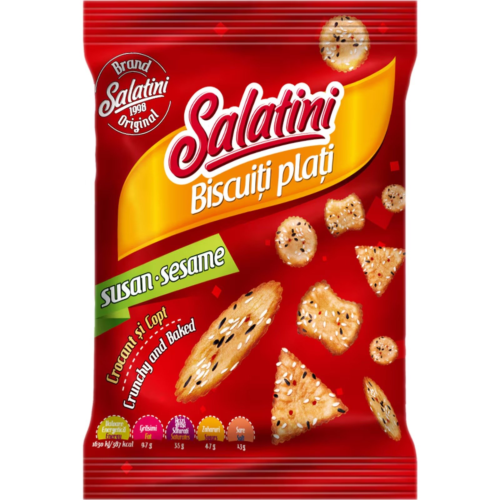SALATINI BISCUITI PLATI CU SUSAN 80G SALATINI BISCUITI PLATI CU SUSAN 80G (20/bax) - imagine 1